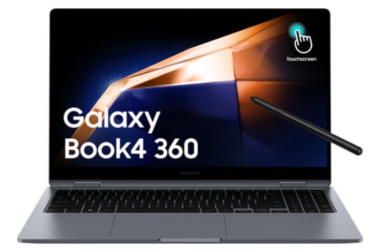 Picture of Samsung Galaxy Book4 360 NP750QGK-KG3US laptop Intel Core 7 150U Hybrid (2-in-1) 39.6 cm (15.6") Touchscreen Full HD 16 GB LPDDR5x-SDRAM 512 GB SSD Wi-Fi 6E (802.11ax) Windows 11 Home Grey