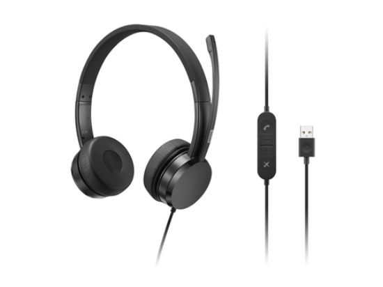 Picture of Lenovo 4XD1K18260 headphones/headset Wired Head-band Music/Everyday USB Type-A Black